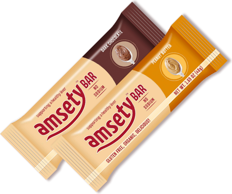 Amsety Bar in Dark Chocolate and Peanut Butter flavors